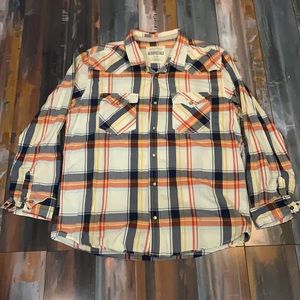 White/Navy Blue Plaid Button Down